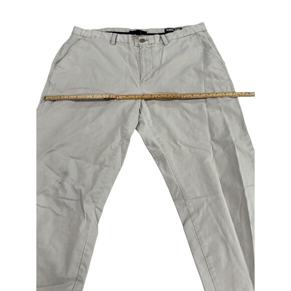 Kirkland Signature Mens Chino Pants 38x32 Beige Cotton Blend Stretch Classic Fit - Picture 10 of 10